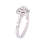 One ladies platinum double Halo engagment ring with 45 round diamonds TDW=1.04ct - 2