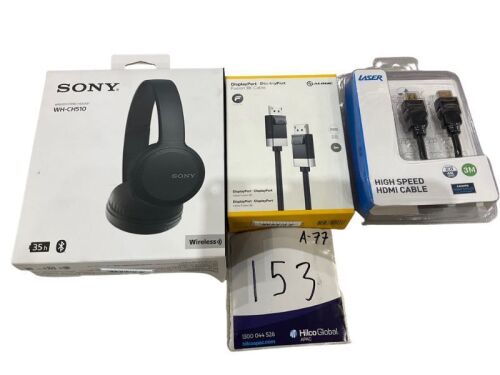 Sony WH-CH510 Wireless Headphones, Laser HDMI Cable & Display Port Fusion 8K Cable