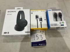 Sony WH-CH510 Wireless Headphones, Laser HDMI Cable & Display Port Fusion 8K Cable - 4