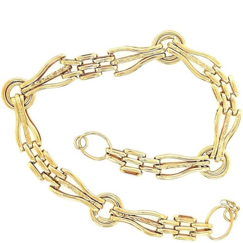 Engraved Gate Bracelet, Fine Rope Link Chain.