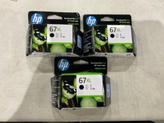 3x HP 67XL Black Original HP Ink Cartridge - 2