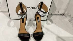 Dsquared2 Black White Dsq2 Ankle Strap Stiletto - HSW0130 - Size: EU 37 - 3