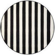 Ella Striped Round Outdoor Rug - 180cm - Black/White