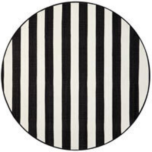 Ella Striped Round Outdoor Rug - 180cm - Black/White