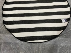 Ella Striped Round Outdoor Rug - 180cm - Black/White - 6
