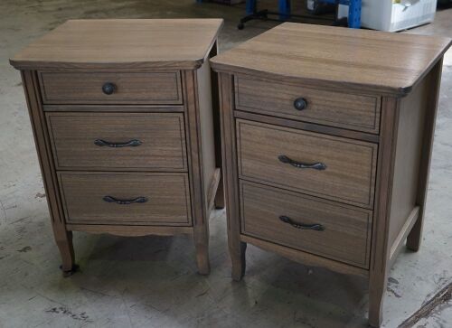 2 x Genevieve 3 drawer bedside tables, Genevieve king size bed, Genevieve 12 drawer dresser with mirror.