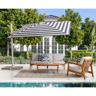 Rialto Outdoor Square Cantilever Umbrella - Navy/White