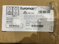 Euromaid Eclipse 600mm 4 Burner Black Glass Gas Cooktop EC64GB - 4