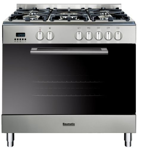 Baumatic 90cm Free standing Stainless Steel Dual Fuel Electric Oven + Gas Cooktop (BAU91EG)