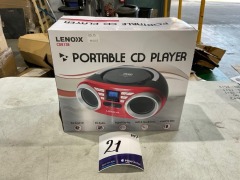 Lennox Portable CD Player (Red) 4W Speaker with AM/FM Radio & AUX CD813R - 3