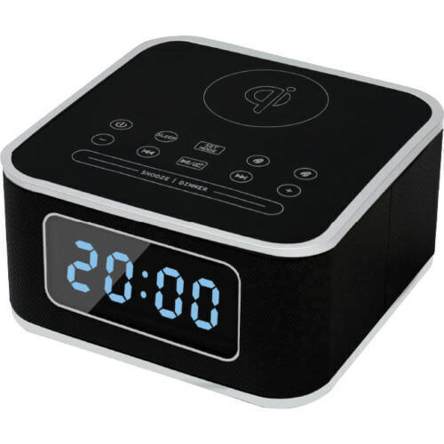 iStyle Wireless Charging Station with Digital Alarm Clock & Bluetooth Stereo Speaker