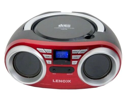 Lennox Portable CD Player (Red) 4W Speaker with AM/FM Radio & AUX CD813R