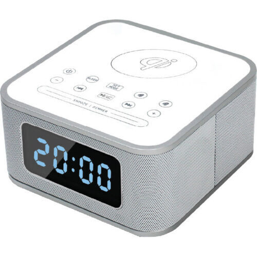 iStyle Wireless Charging Station with Digital Alarm Clock & Bluetooth Stereo Speaker