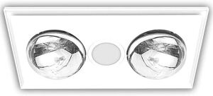 Aurx Heller 3 In 1 Ceiling Bathroom Exhaust Fan W/ 2 Heat Globes/LED Light White HEF2W