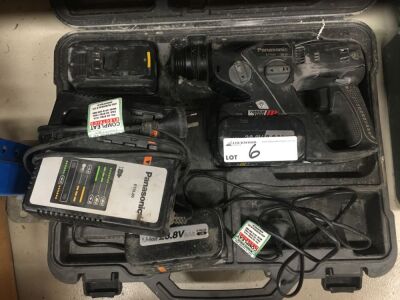 Panasonic Portable Battery Electric Demolition Drill with Spare Batteries and Case
