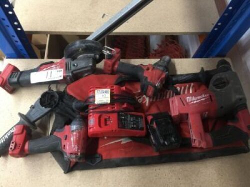 Milwaukee Combination Portable Battery Electric Demolition Drill/Drill/Tech Screw Drill, Right Angle Grinder