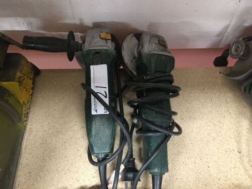 2 x Metabo Portable Battery Electric Right Angle Grinders