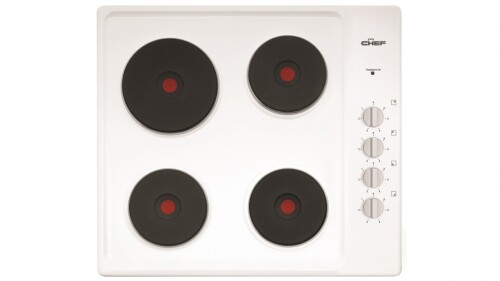 Chef 60cm 4 Zone Electric Solid Cooktop - White CHS642WB