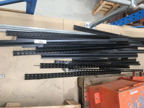 Quantity Assorted Steel Shelving Brackets and 2 Lengths Cable Tray