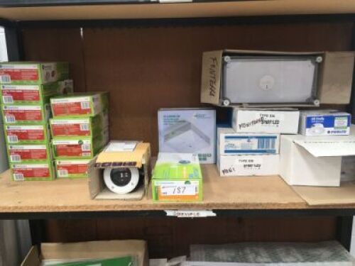 Large Quantity Assorted Emergency Light Fittings, Spare inserts Etc