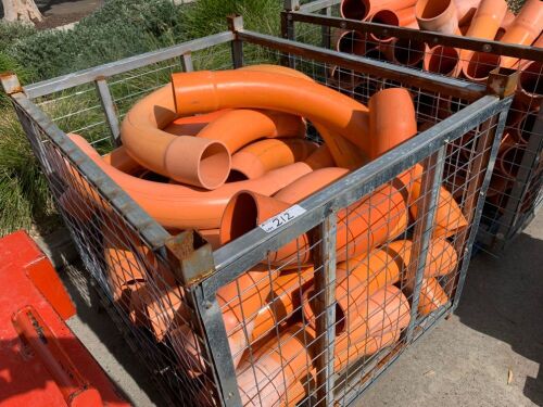 2 x Heavy Duty Steel Framed Mesh Sided Stillage's and Large Quantity PVC Pipe Fittings, 125mm bends 90 deg