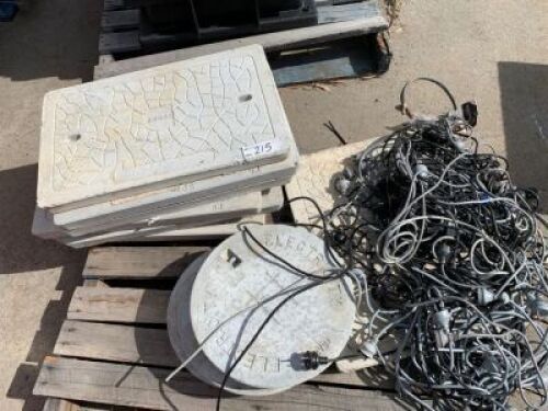 10 x Assorted Concrete Pit Covers and Cable