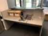 Contemporary Timber Framed Reception Desk with Overhead Glass Topped Counter - 2