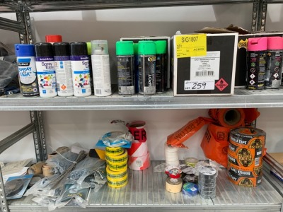 Contents Seventh Bay Comprising Tape, Spray Paint, Sealant Applicators, Cable Tie