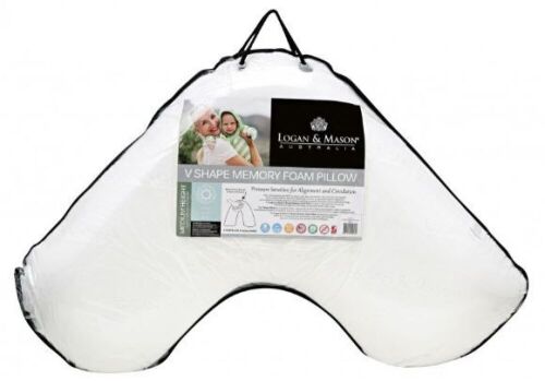 Logan & Mason V Shape Memory Foam Pillow with bonus pillow case - Medium Height