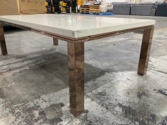 Coffee Table White Top with Metal Legs - 4