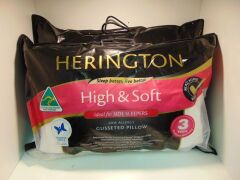 2 x Herington High & Soft Pillows - ideal for side sleepers - low allergy