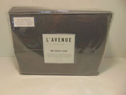Split King Size L'Avenue 300 Thread Count Charcoal Sheet Set
