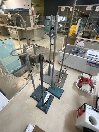 Quantity of 5 x Laboratory Stands with assorted Holders/Clamps