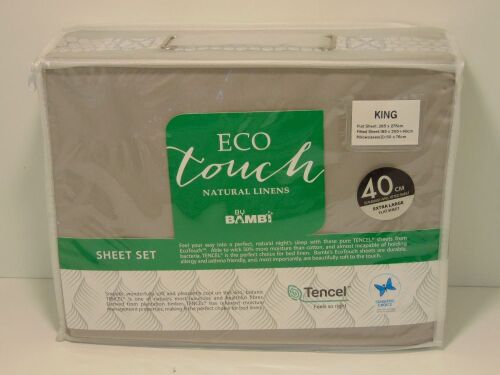 King with 40cm Wall Eco Touch Tencel Sheet Set by My Bambi - Linen