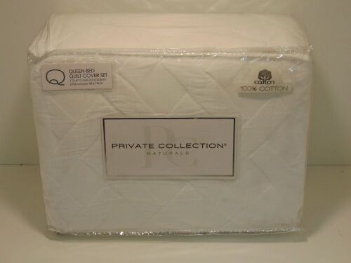 Private Collection Naturals Chiswick White Queen Bed Quilt cover set