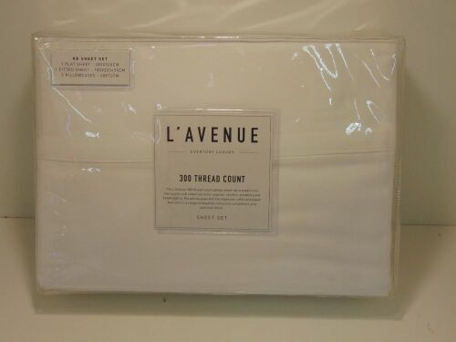 King Bed White Sheet Set L'Avenue Everday Luxury 300 Thread count