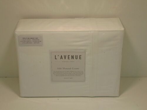 L'Avenue Everyday Luxury 500 Thread Count White Split King Sheet set