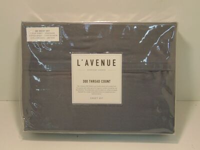 L'Avenue Everyday Luxury 300 Thread Count Charcoal Double Bed Sheet Set
