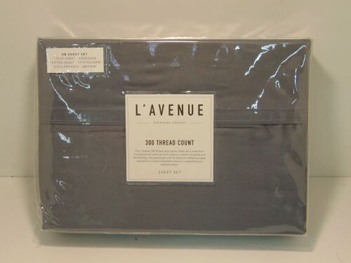DNL L'Avenue Everyday Luxury 300 Thread Count Charcoal Double Bed Sheet Set