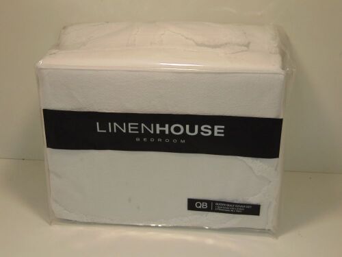 Queen Quilt Cover set LinenHouse Bedroom Manisha White