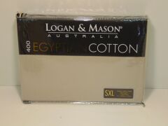 Logan & Mason 400 Egyptian Cotton Linen Single Bed Extra Long Fitted Sheet 91 x 203cm + 40cm