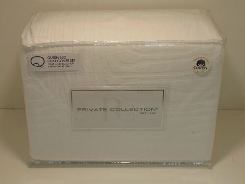 Queen Bed Quilt Cover Set Private Collection Baja White