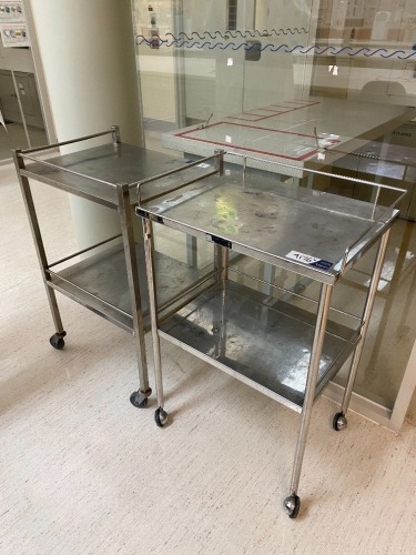 2 x Stainless Steel 2 Tier Trolleys