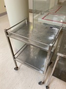 2 x Stainless Steel 2 Tier Trolleys - 3