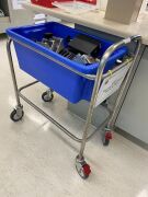 2 x Stainless Steel Trolleys, each with PVC Tubs - 2