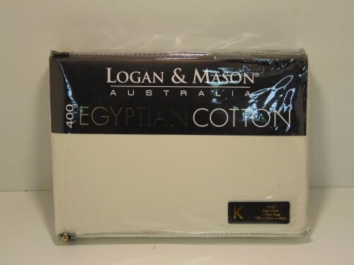 Logan & Mason 400 Egyptian Cotton Vanilla King Fitted Sheet 182 x 203cm + 40cm