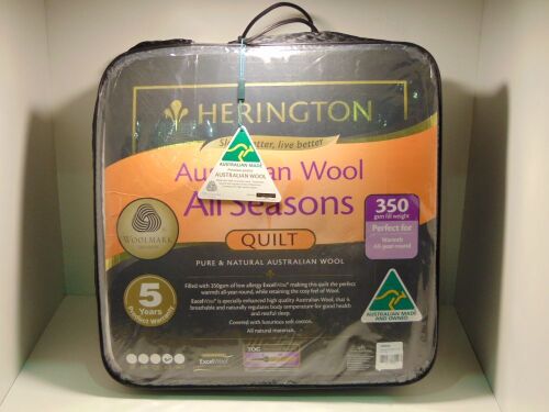 King Size Herington Australian Wool All Seasons Quilt - 6.0 warmth rating - 350GSM