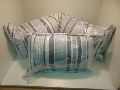 3 x Private Collection Orson Blue Stripped Decorators long Cushions