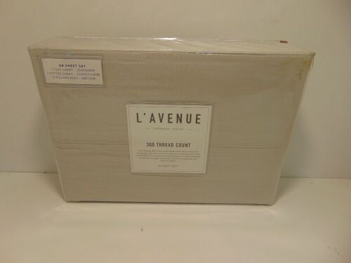 L'Avenue 300 Thread Count Stone Sheet Set - Queen Bed