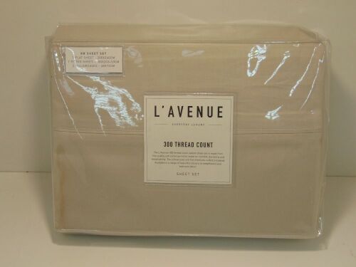 King Bed Size L'Avenue 300 Thread Count Stone Sheet Set